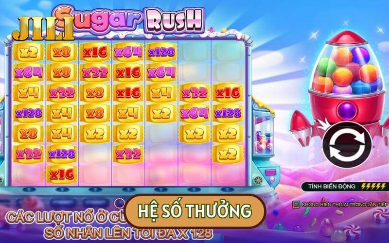 Hệ số thưởng trong Sugar Rush sẽ có tổng cộng 7 hình thức thanh toán